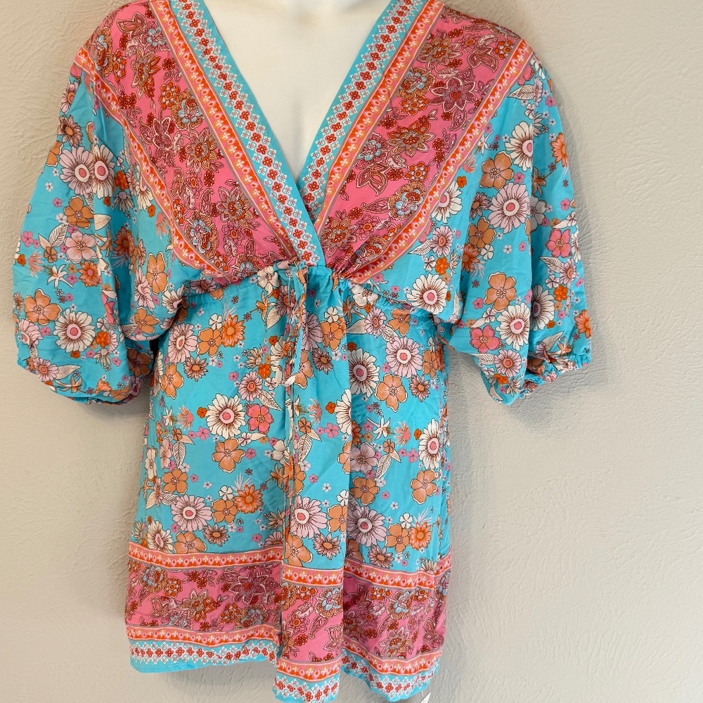 NWT Cupshe Swim Cover Up dress size S oversize puff sleeve resort vacay cruise